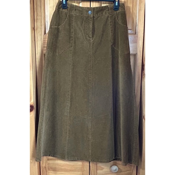 J. Jill Dresses & Skirts - J. Jill Brown Corduroy Midi Skirt Sz 4P Dark Academia Cottagecore Boho Soft